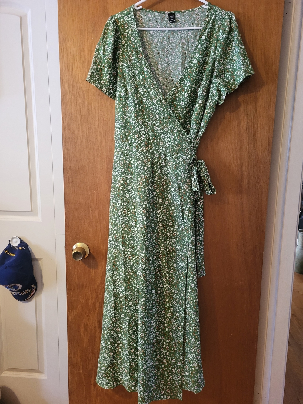 Green Floral Wrap Maxi Dress